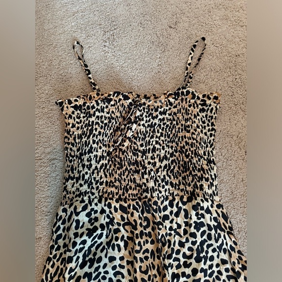 Faithfull the Brand- Madison Leopard Smocked Sleeveless Mini Dress - Picture 4 of 6